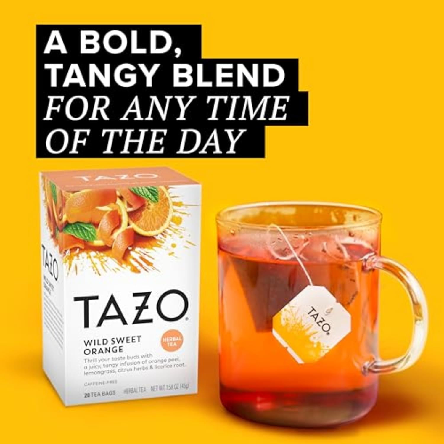 TAZO Wild Sweet Orange Tea Bags, Unsweetened Herbal Tea, Caffeine-Free, 20 Total
