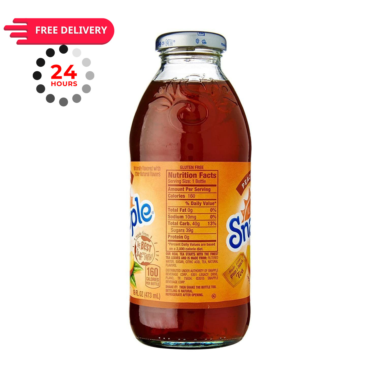 Snapple Peach Tea, 16 fl oz recycled plastic bottle 16 Fl Oz (Pack of 1)