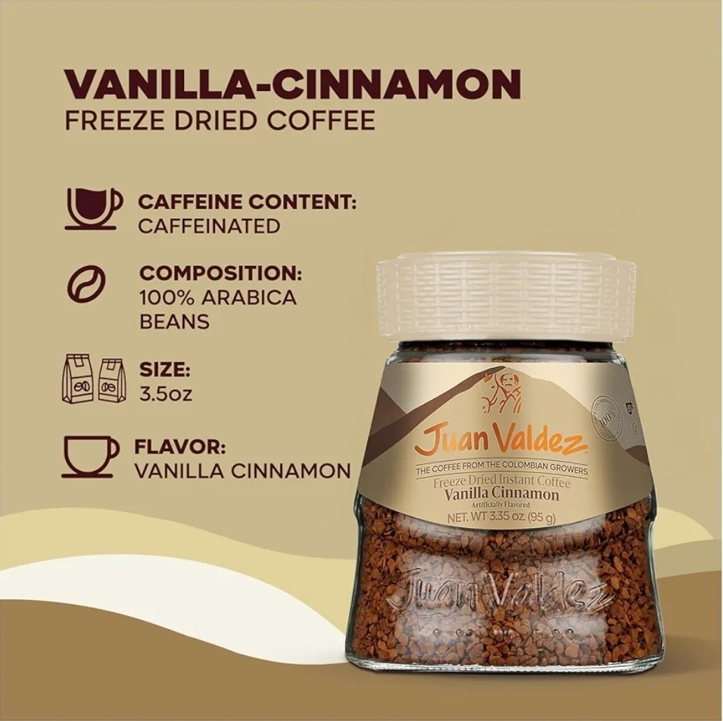 Juan Valdez Vanilla Instant Coffee 3.5 OZ Premium Colombian (Pack of 3)