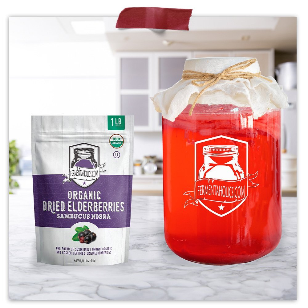 Fermentaholics USDA Organic Dried Elderberries, 1 lb All Natural non-GMO