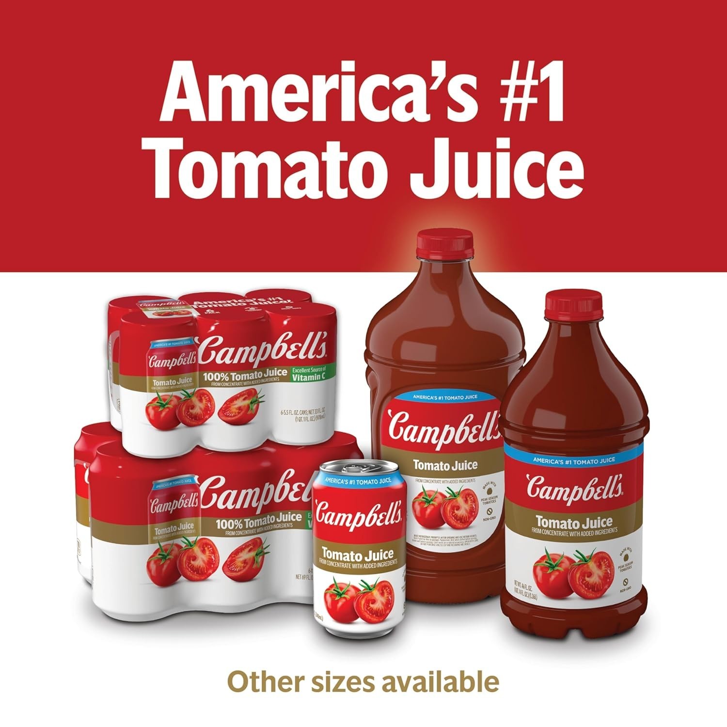 Campbell’s 100% Tomato Juice, 5.5 Fl Oz Can, 6 Pack; Fresh New, Free Shipping
