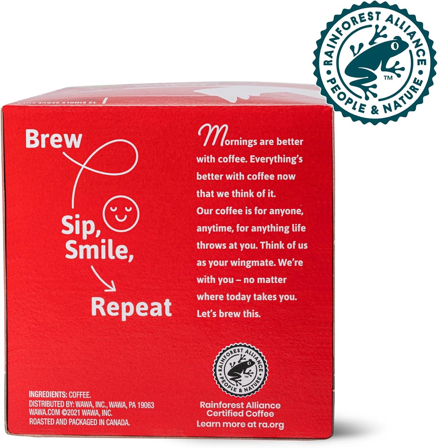 Wawa Mild Roast Single Cup Coffee Pods, 12 Pods, 1 Box, Regular Smooth &