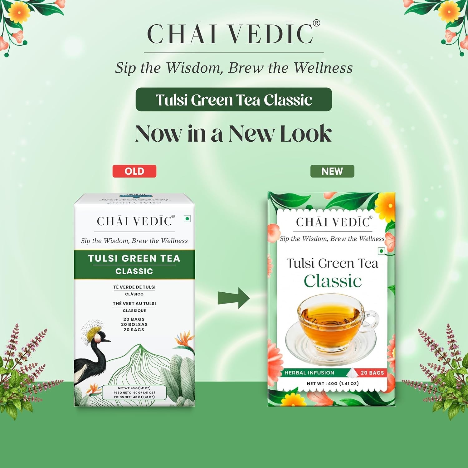Samaara Chai Vedic Tulsi Green Tea Classic, Boosts Immunity 20 Bags, 40g