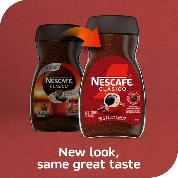 NESCAFÉ CLÁSICO Dark Roast Coffee, Instant Coffee, 3.5 oz, 3 Jar