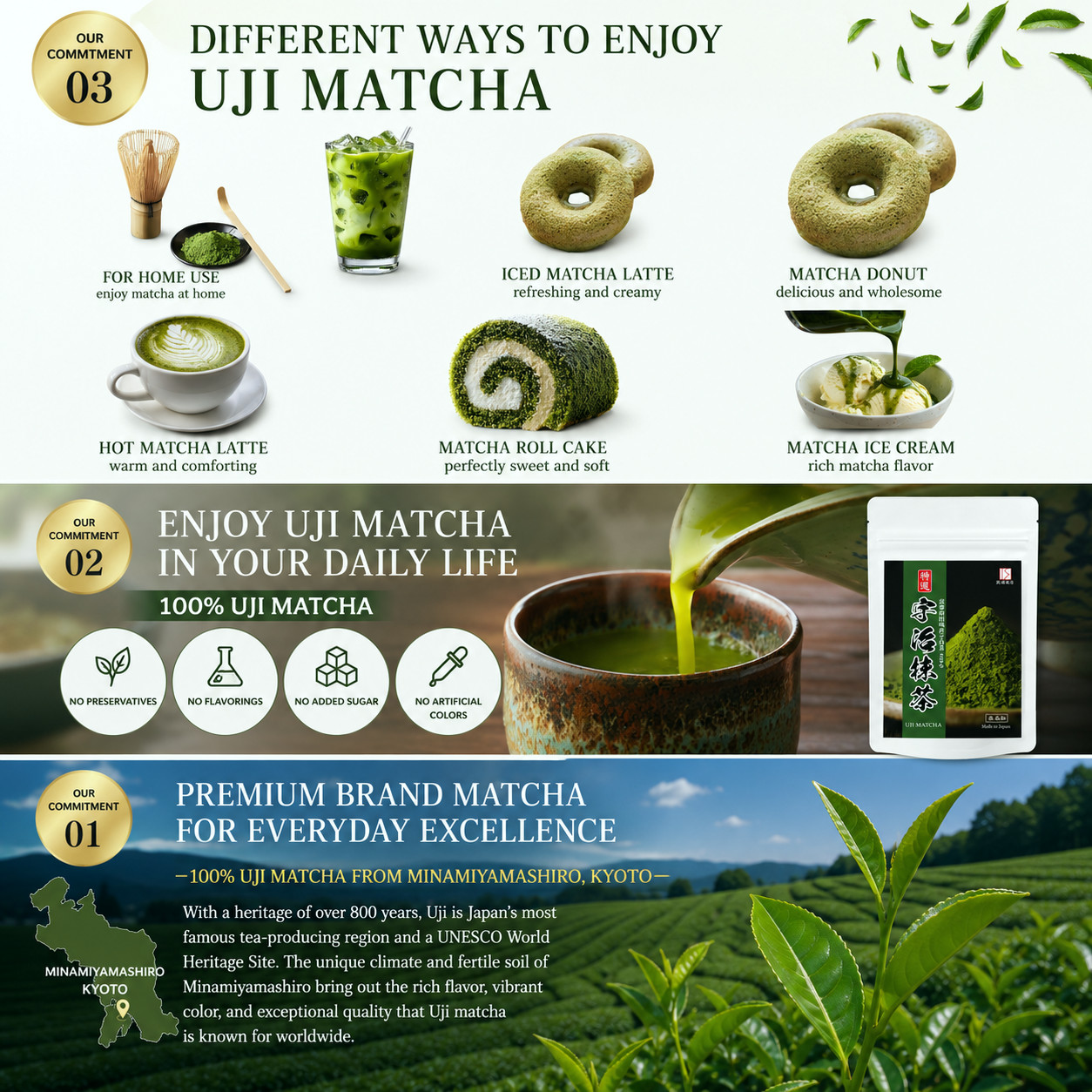 Uji Matcha Powder 100g – Premium Kyoto Minamiyamashiro 100% Japanese Matcha – Ad