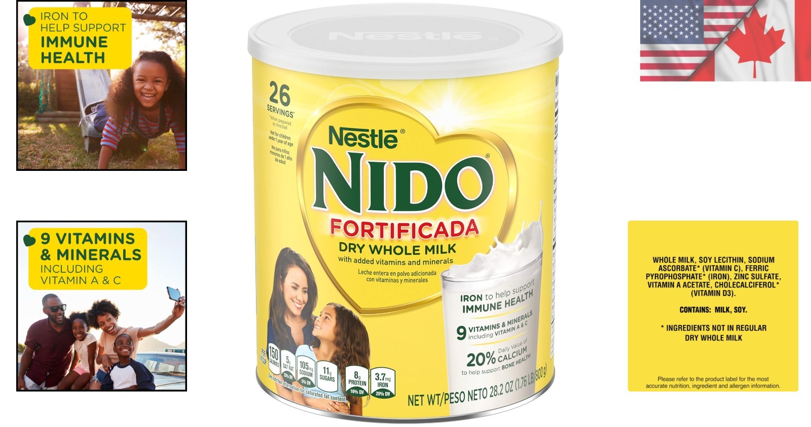 28.2 oz Fortificada Dry Whole Milk – Easy Mix, Caffeine-Free Nutritional Drink
