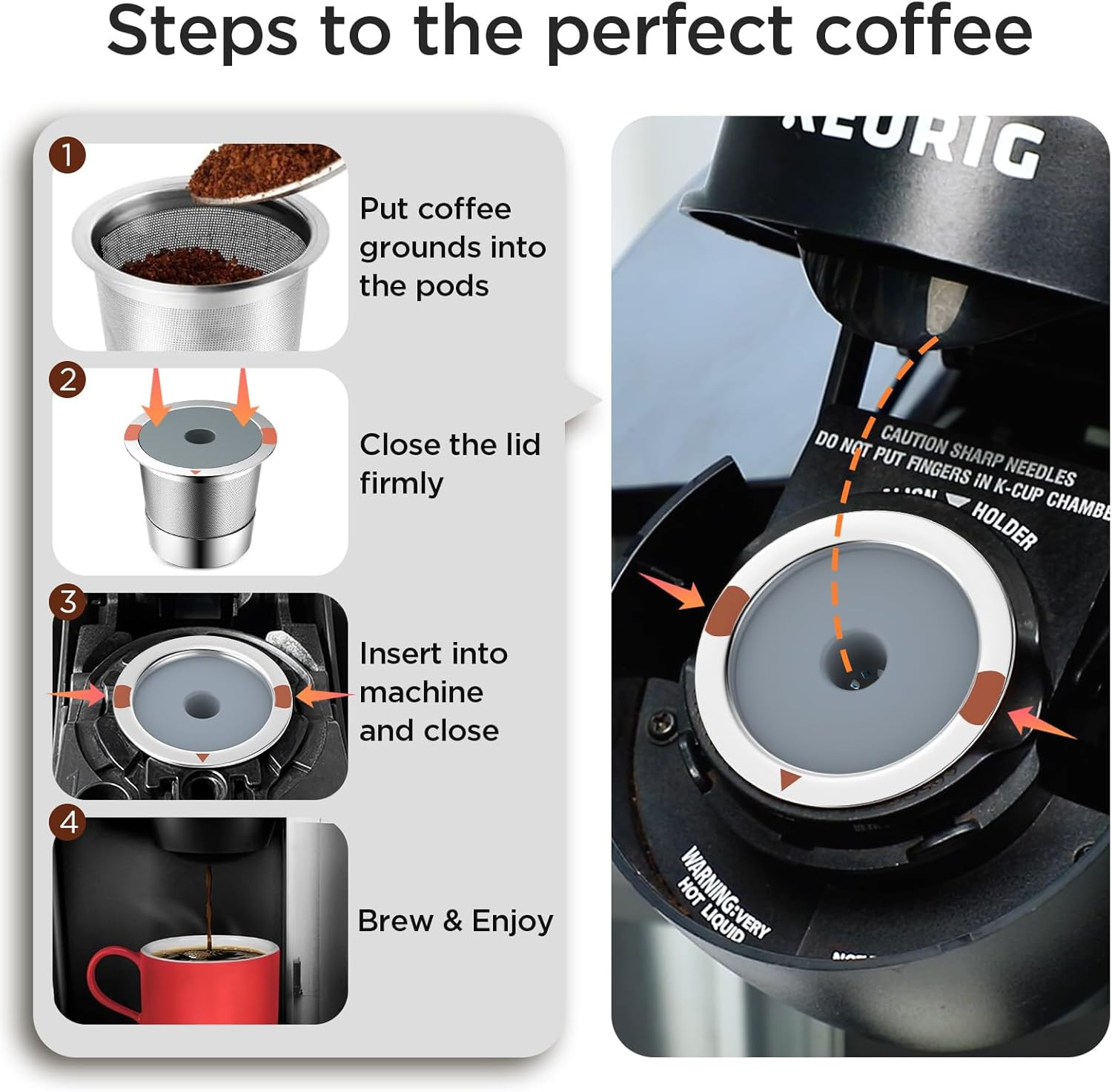 Noalto Reusable K Cups and Coffee Pods,Universal Stainless Steel K Cups