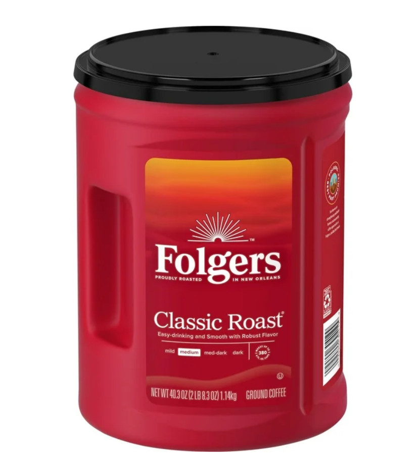 Folgers Classic Roast Ground Coffee, Medium Roast, 40.3 oz Canister