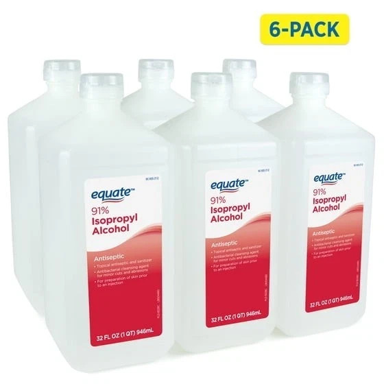 Equate 91% Isopropyl Alcohol Antiseptic Liquid, 6 PACK, (6 x 32 fl oz) Free Ship