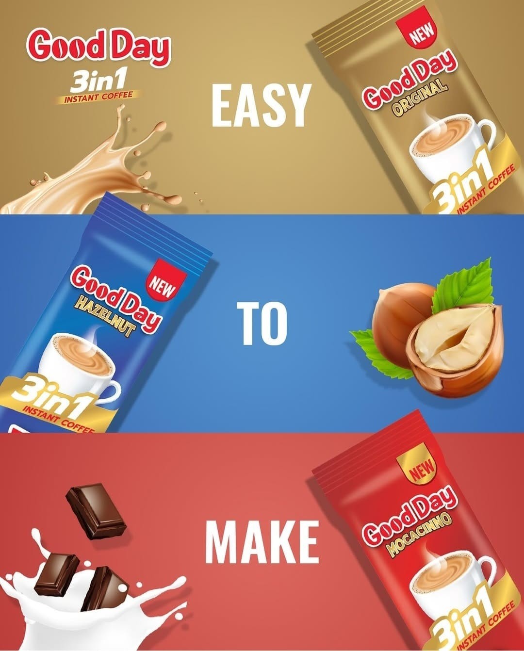 Good Day Original 3-in-1 Instant Coffee-24 Sticks – Rich & Smooth Coffee Anytime