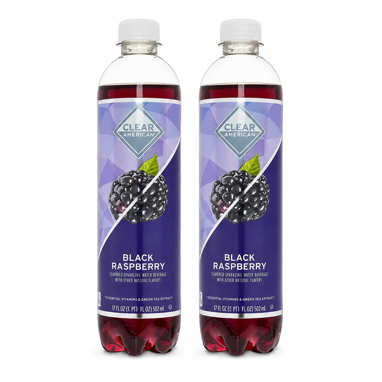 Clear American Black Raspberry Sparkling Water, 17 fl oz Bottle(2 Pack)