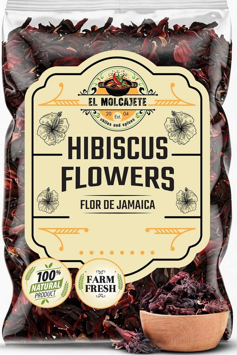 Cut Dried Hibiscus Flowers 4 Oz All Natural Whole Petals Sifted for Tea