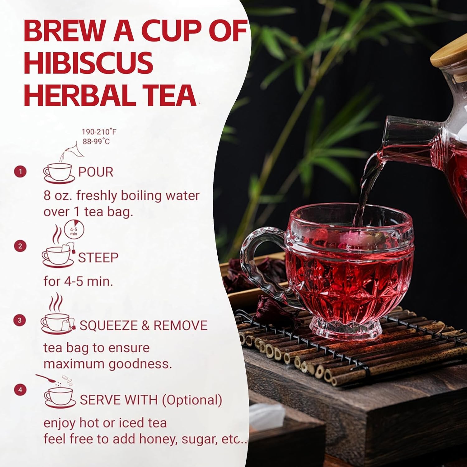Organic Hibiscus Tea Bags 100 Natural Dried Flower Herbal Caffeine Free 2g 100ct