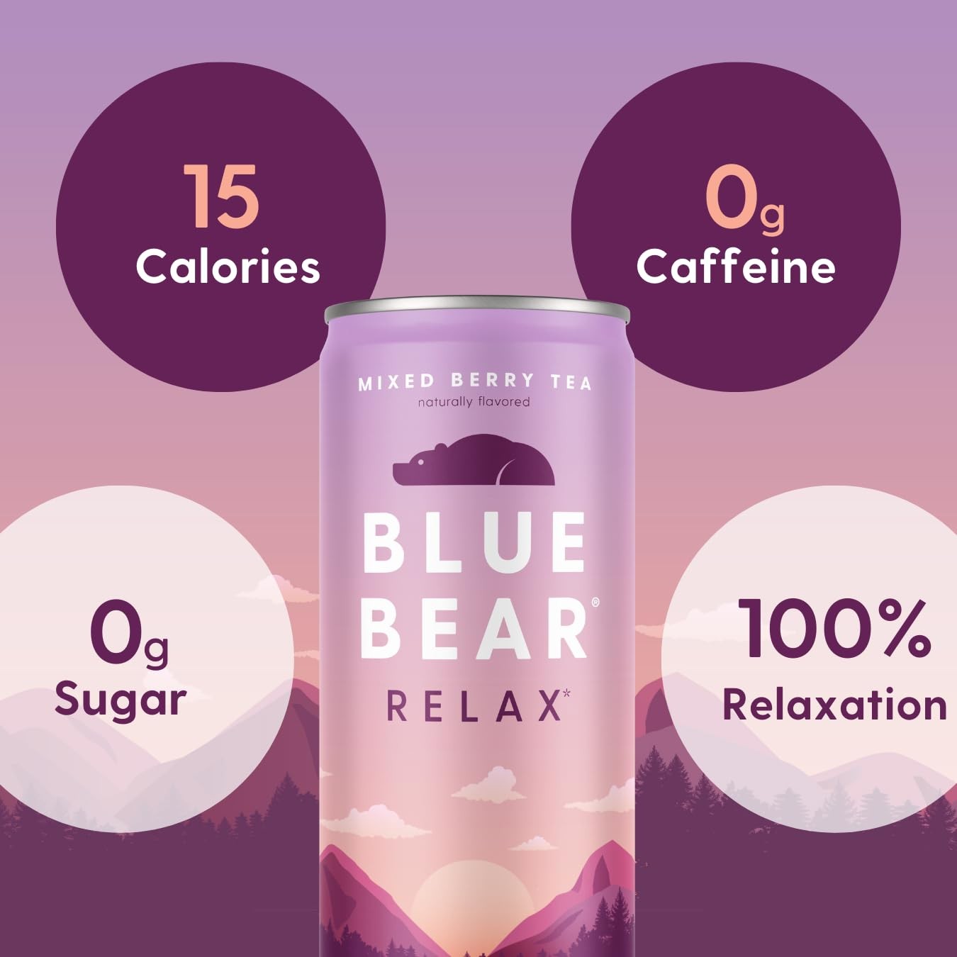 Adaptogen Drink Mixed Berry Tea, Caffeine-Free, Zero Sugar, 8.4 Fl Oz – Stress