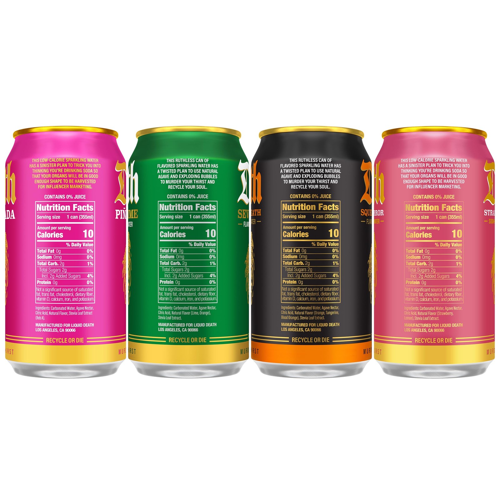Liquid Death SodaFlavored Sparkling Water Modern Variety, Less Sugar*, Huge …