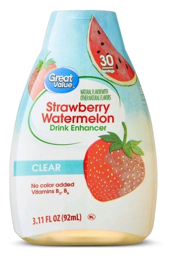 3 Pack Great Value Strawberry Watermelon Simply Clear Drink Enhancer 90 Servings