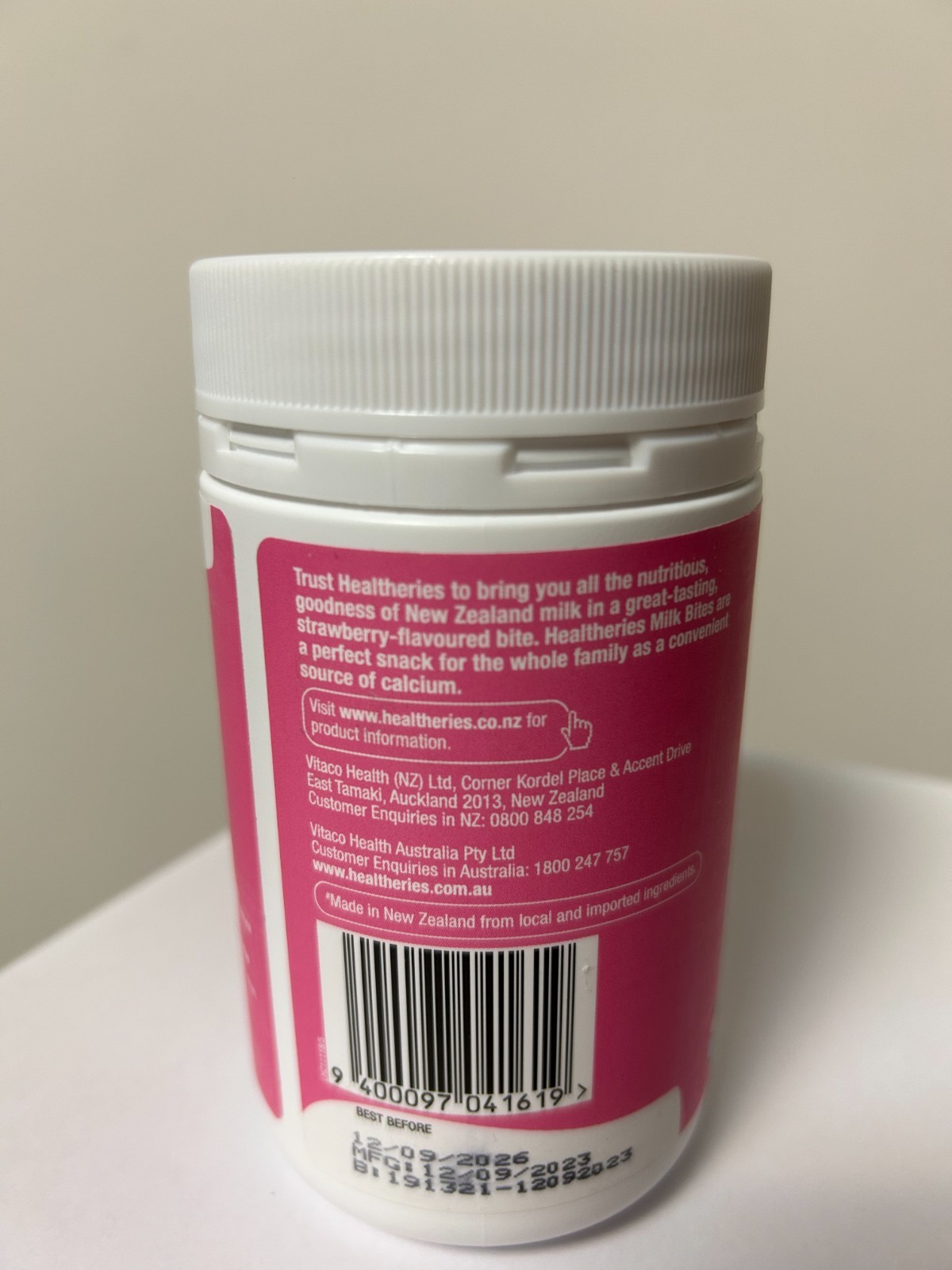 Healtheries Milk Bites (Strawberry) 50 Bites 185g Made in New Zealand EXP09/2026