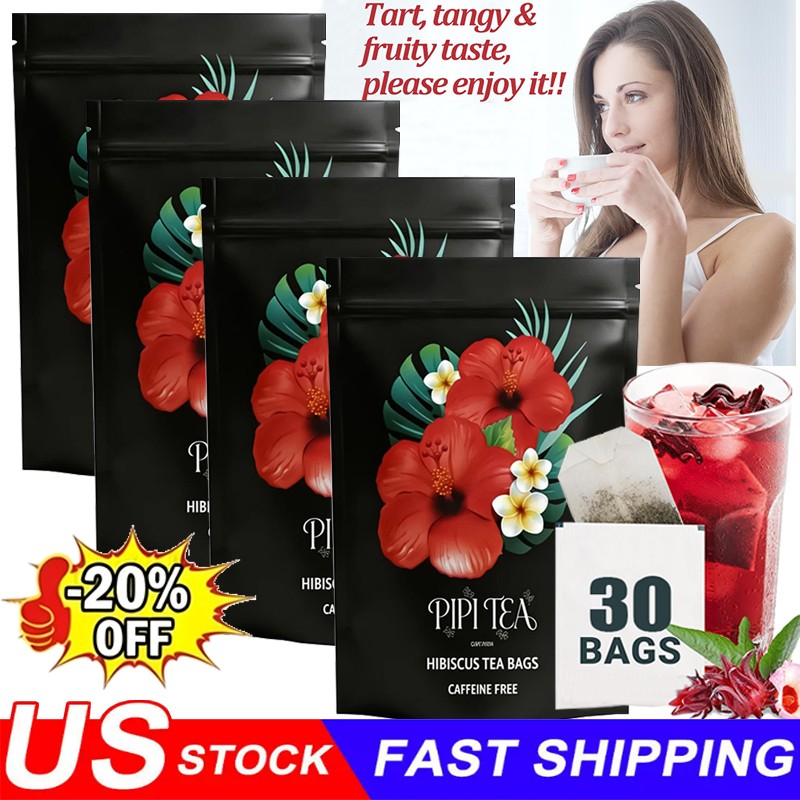 3X PiPi Tea Organic Hibiscus Tea Bags – Caffeine Free Herbal Tea Rich in Antioxi