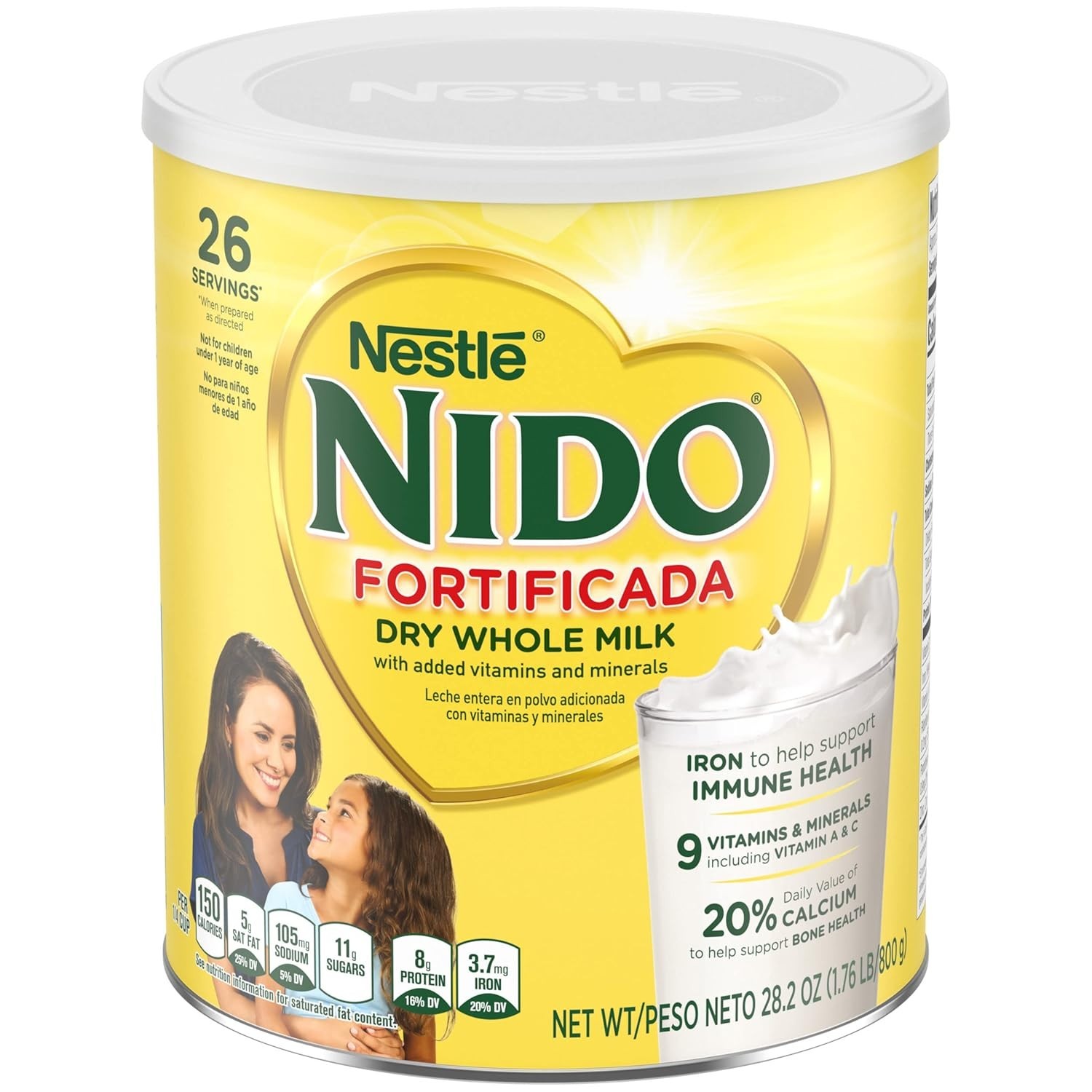 28.2 oz Fortificada Dry Whole Milk – Easy Mix, Caffeine-Free Nutritional Drink