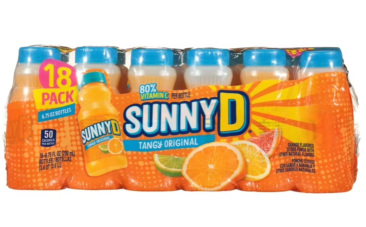 (PACK OF 2) SUNNYD Tangy Shelf Stable Orange Juice Drink, 18 Count, 6.75 fl oz
