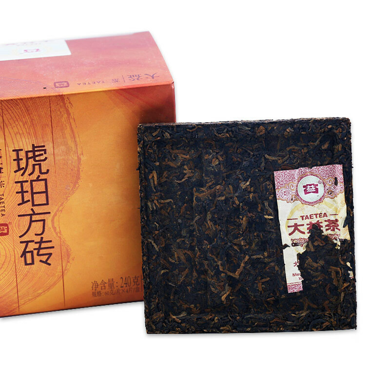TAETEA Brand Amber Square Brick Pu-erh Tea Brick 2014 Dayi Ripe Puer Pu’er 240g