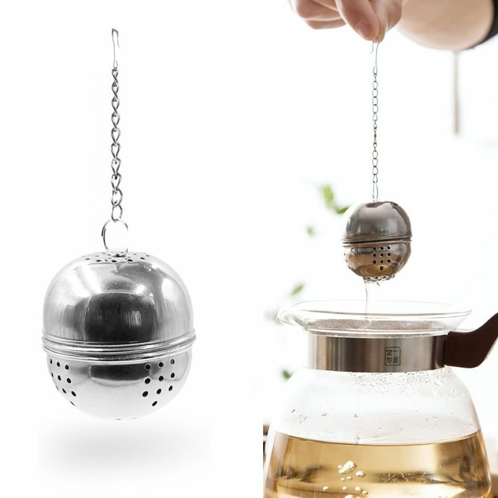 1/2 PCS Mesh Tea Infuser Stainless Metal Cup Strainer Loose Leaf Filter W/Lid