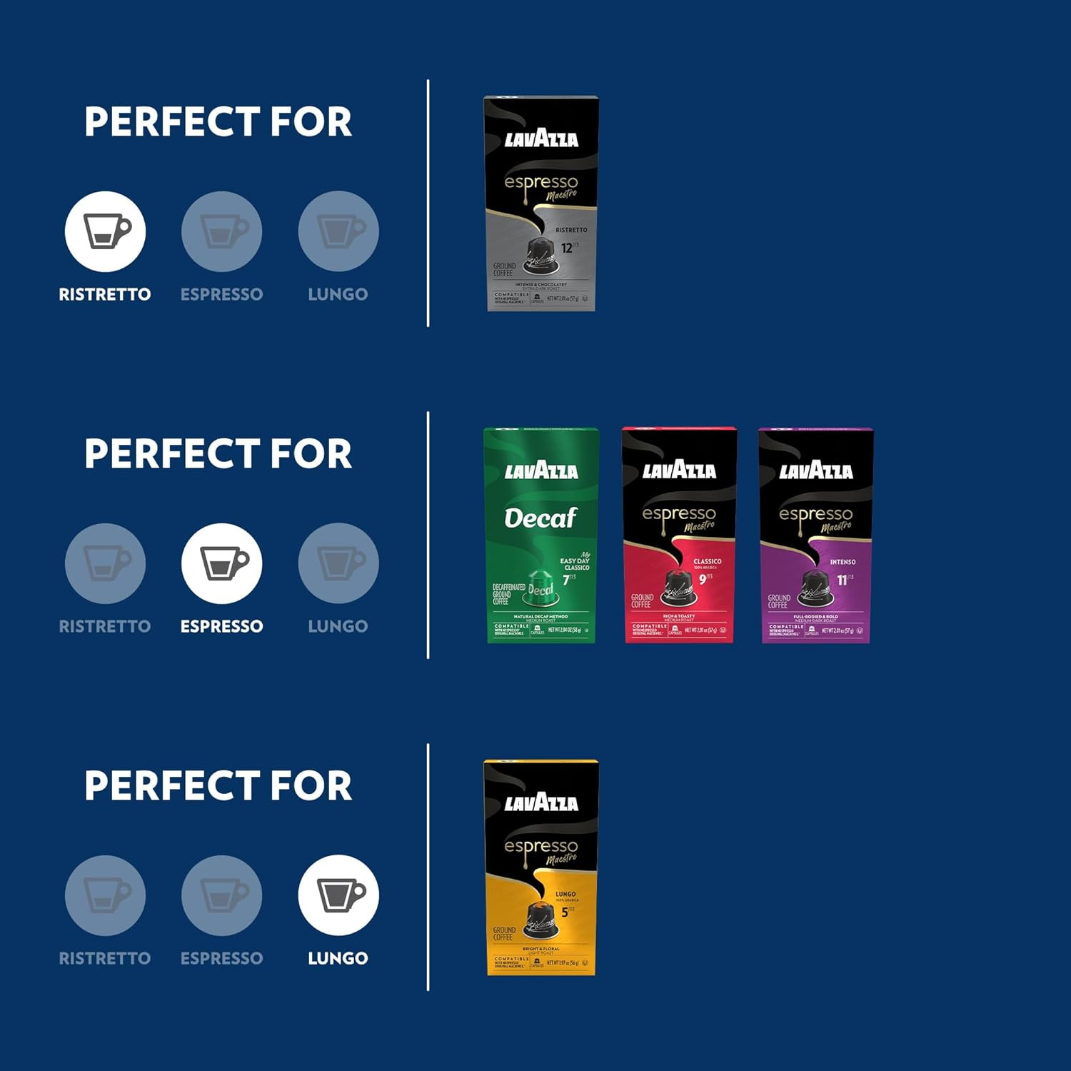 Espresso Variety Pack of Aluminum Capsules Compatible with Nespresso* Original M