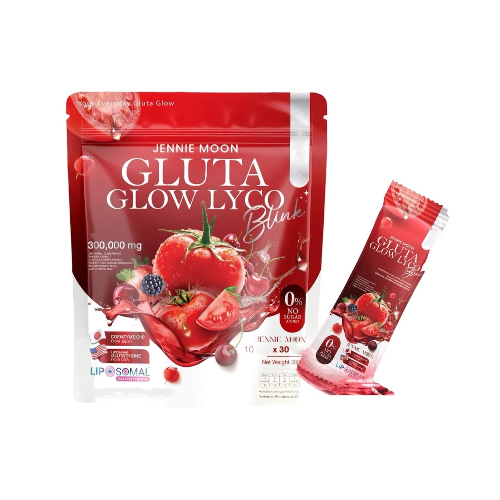 Jennie Moon Gluta Glow Lyco Drink Powder 30 Sachets CoQ10 Blend 300g