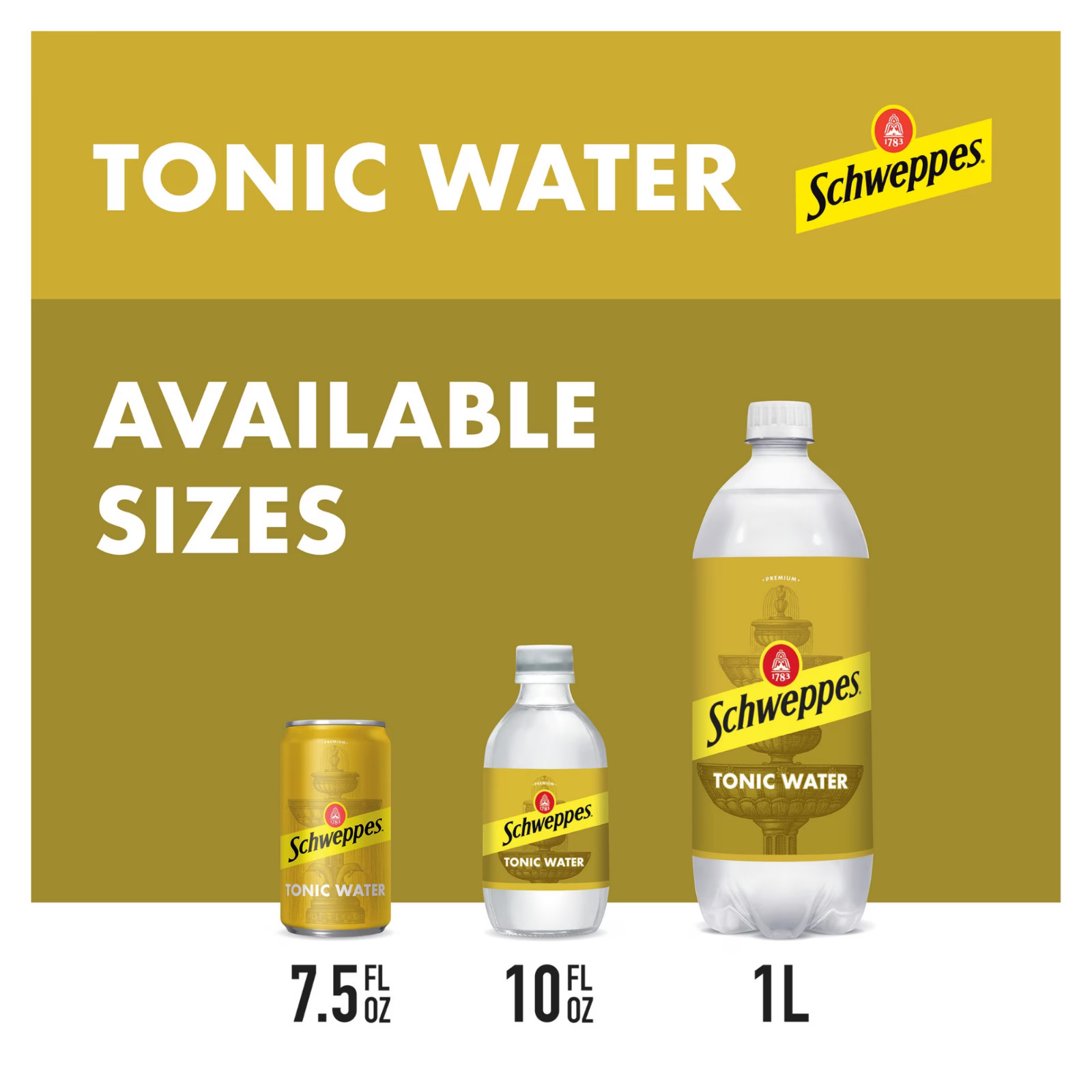 Schweppes Caffeine Free Tonic Water 1L Bottle, Zero Caffeine Mixer Drink 1 Liter