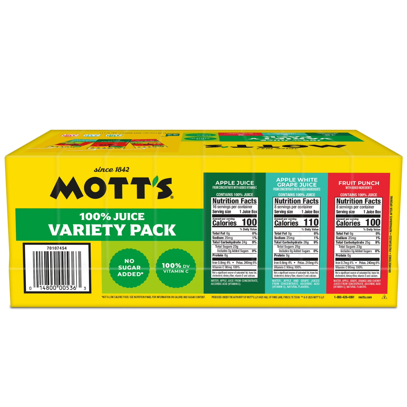 Mott’s 100% Apple Juice Variety Pack, 6.75 fl oz, 32 Count Boxes….
