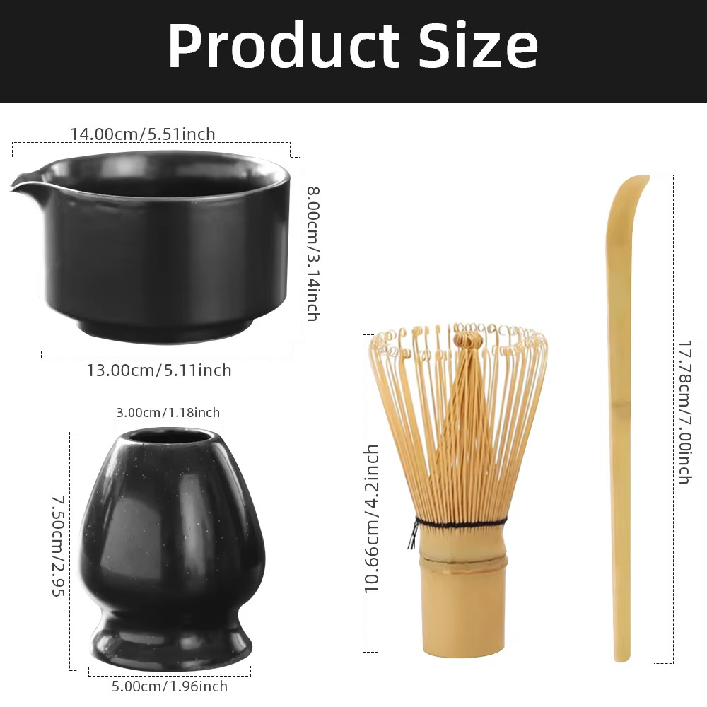4PCS Japanese Matcha Tea Set Safe Bamboo Whisk Teaspoon Tea Sets Indoor Beverage