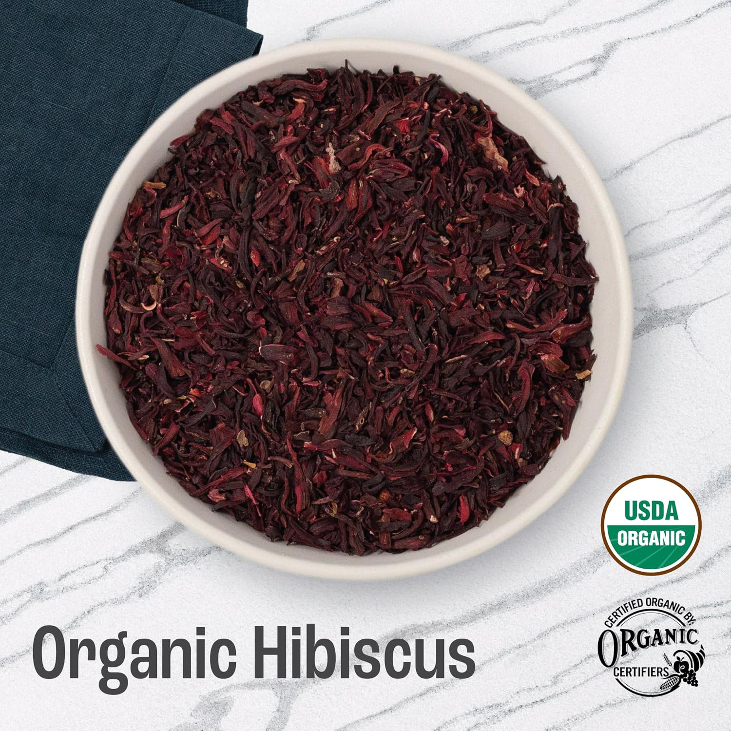 Certified Organic Hibiscus Flower (2 Pounds), Hibiscus Tea, Cut & Sifted Flowers