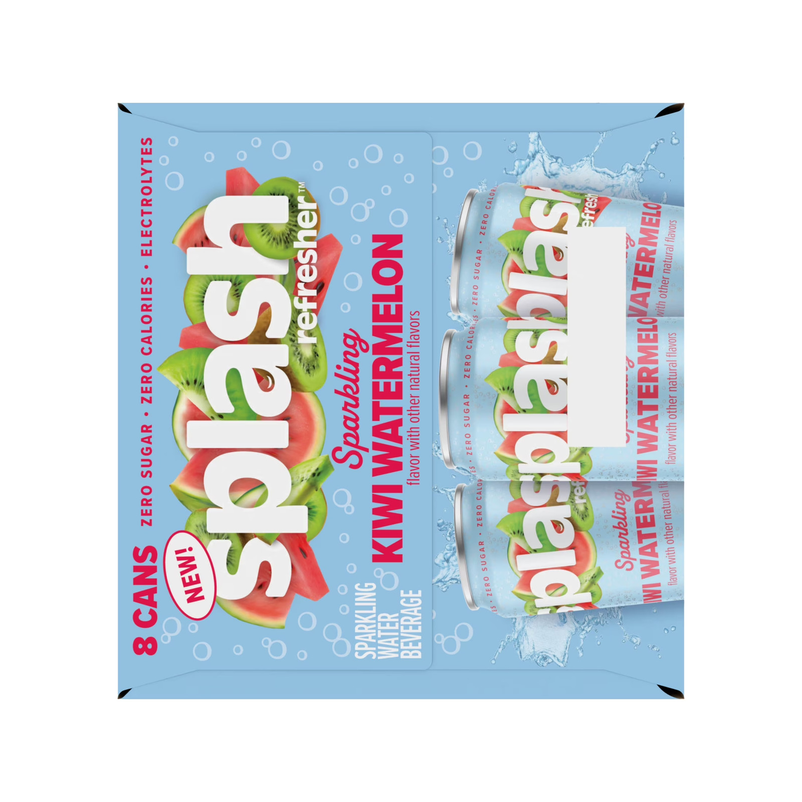 Splash Kiwi Watermelon Sparkling Water, 12 Fl Oz, 8 Cans