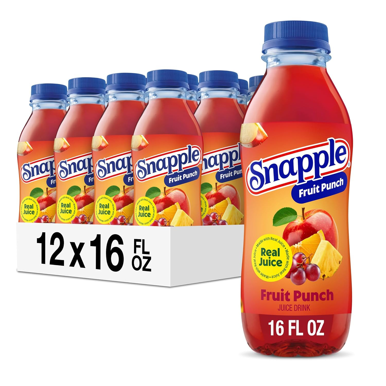Fruit Punch Juice Drink, 16 fl oz recycled plastic bottle, Pack of 12