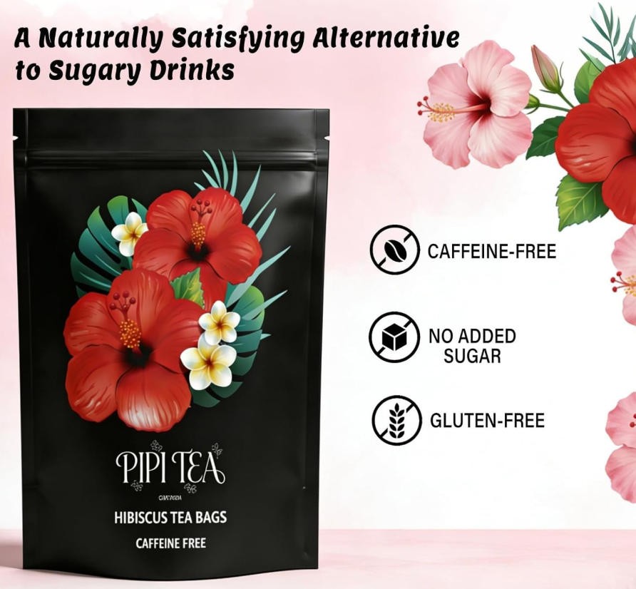 PiPi Tea Organic Hibiscus Tea Bags Caffeine Free Herbal Tea Rich in Antioxi 30