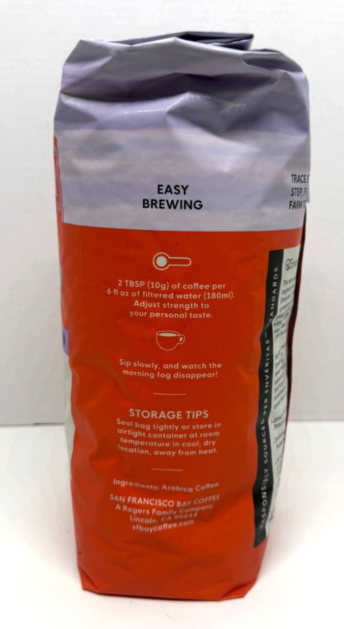 San Francisco Bay Coffee Dark Roast Whole Bean French Roast 3lb Bag x 2 PACK NEW