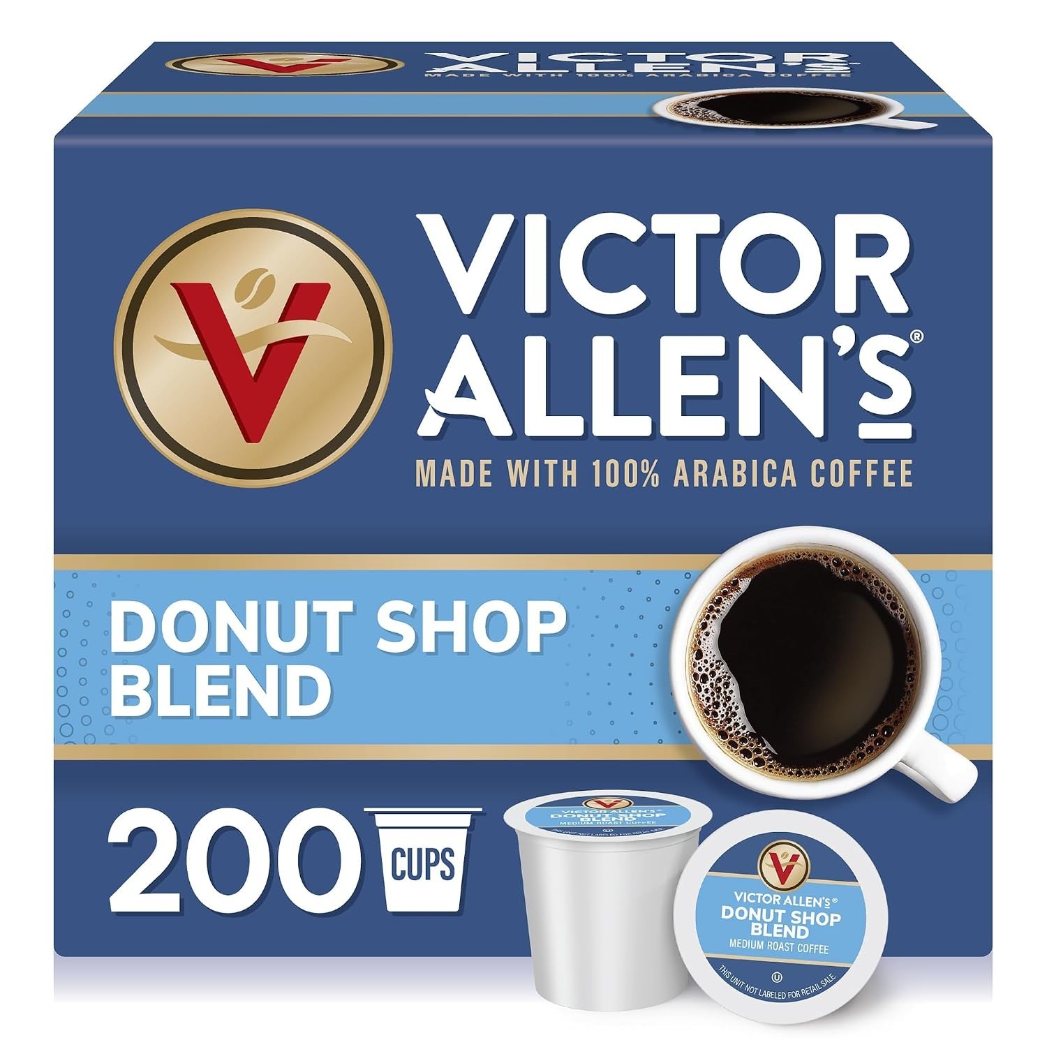 Victor Allen Donut Shop, K cup, Single Serve Medium Roast, 200 count