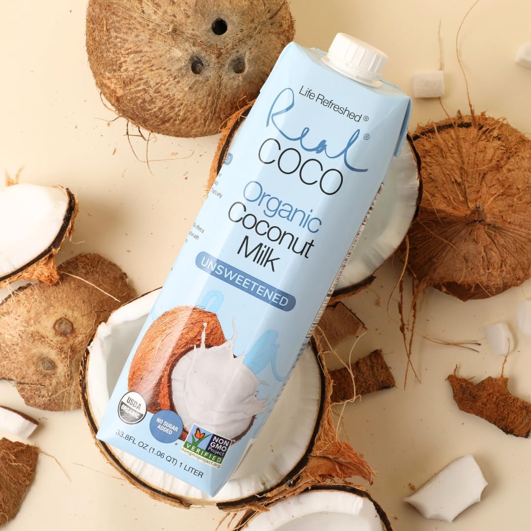 Real Coco Organic Original Coconut Milk Beverage 33.8 Fl Oz (Pack of 6)
