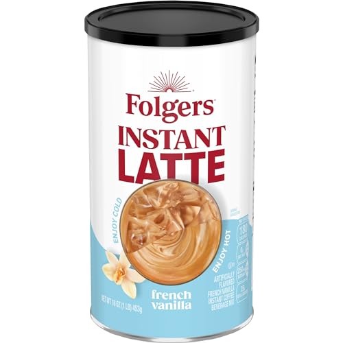 Folgers French Vanilla Flavored Instant Latte, 16 Ounce (Pack of 6)