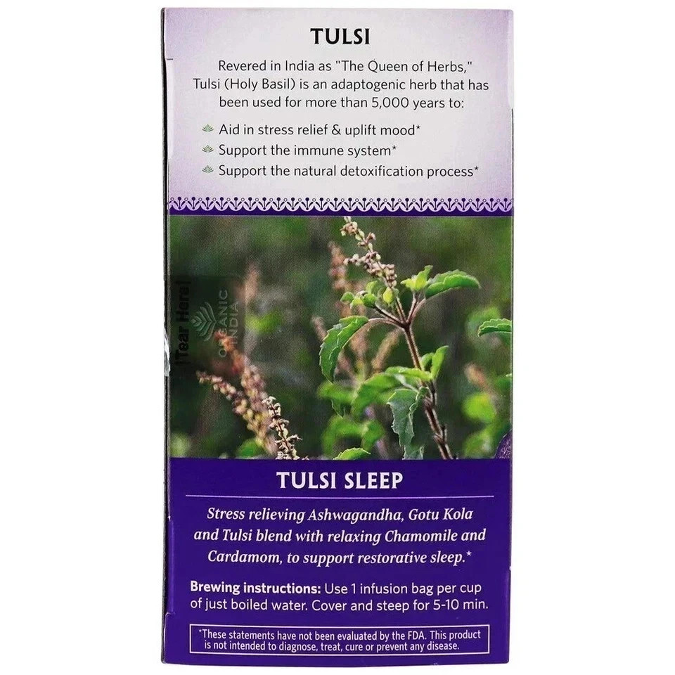 Organic India Tulsi Sleep Herbal Tea 25 Tea Bags Pack of 6