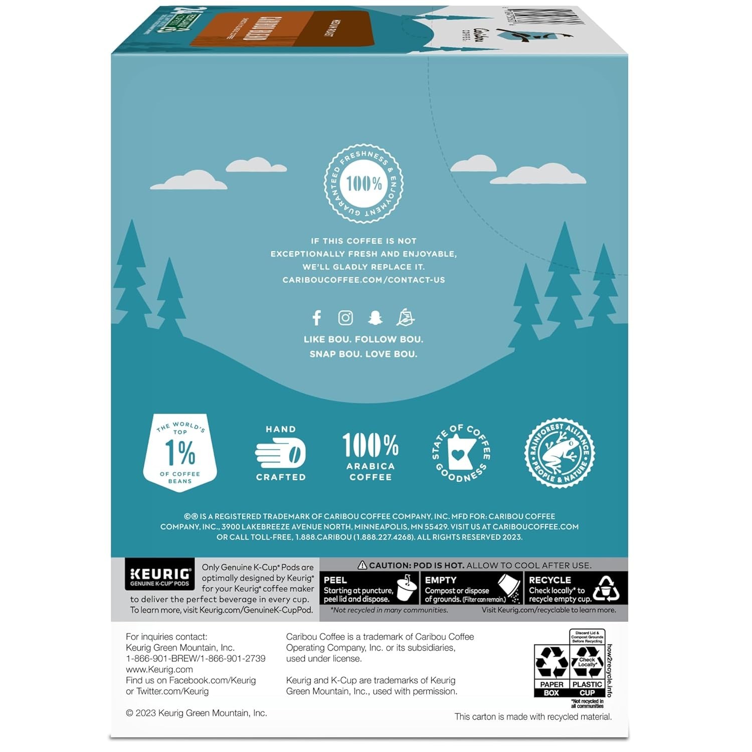 Keurig Caribou Blend Medium Roast K-Cups 24 Count Caffeinated Kosher Certified
