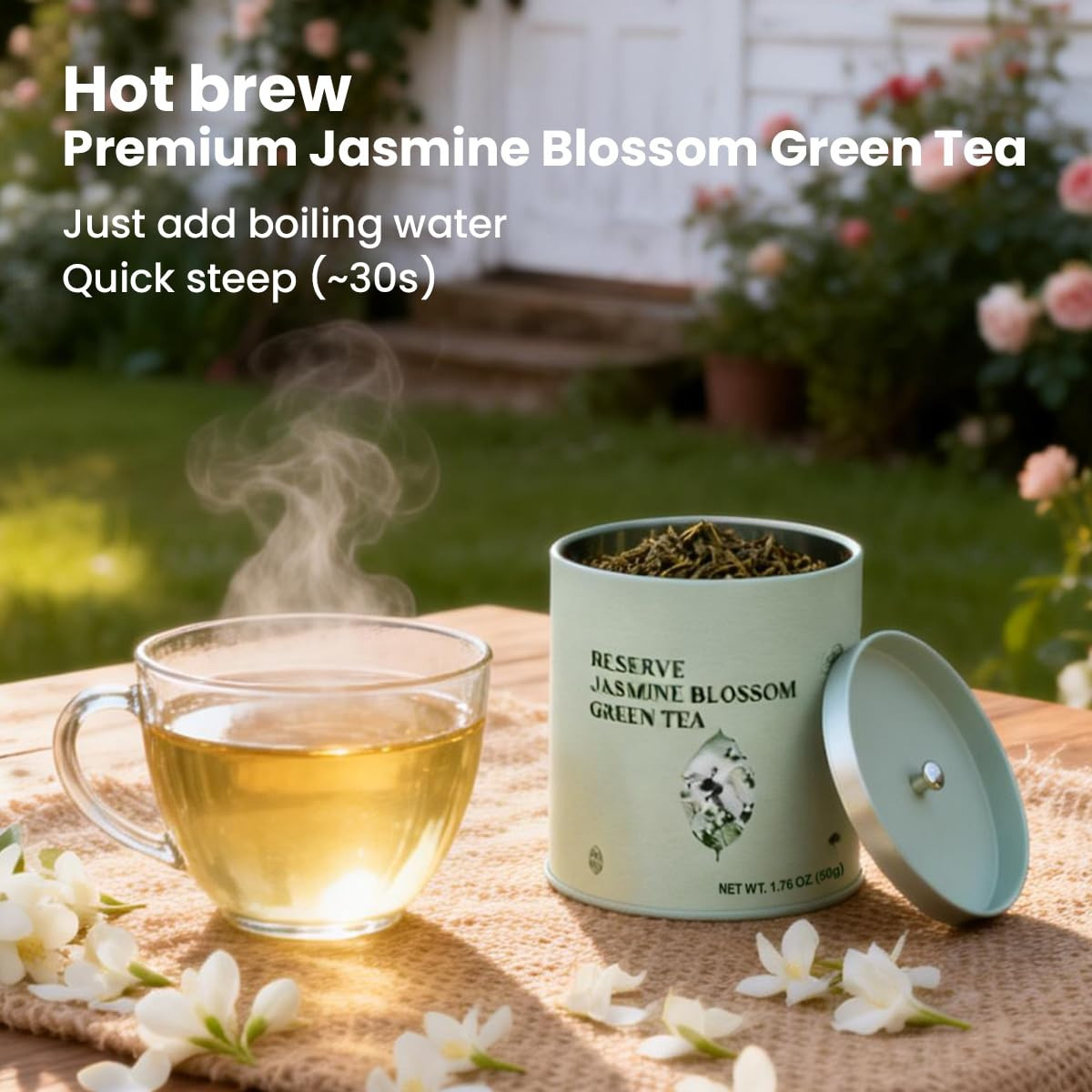 Chayan Jasmine Blossom Green Tea Loose Leaf, Premium Loose Leaf Jasmine Green Te