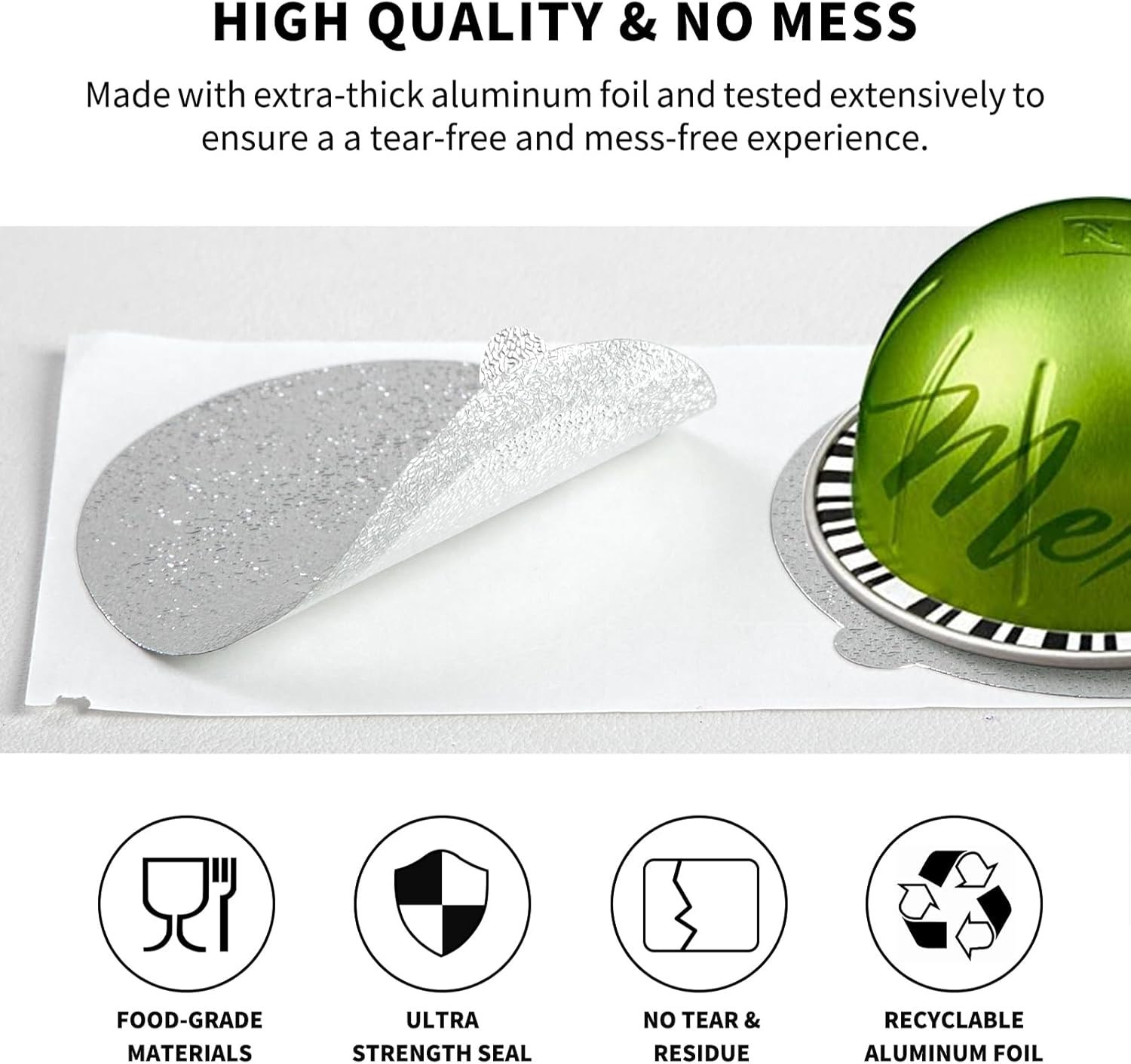 Universal Aluminum Foil Seal Lids for Nespresso Pods Vertuo, Compatible with Nes