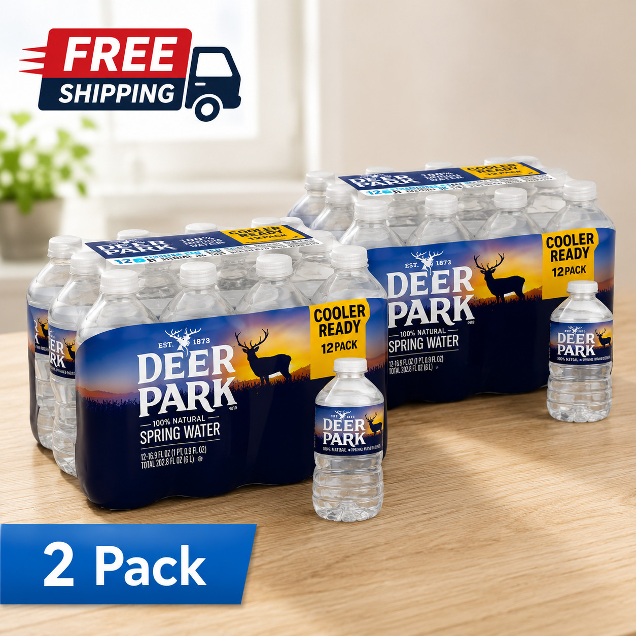 Deer Park Spring Water, 12 fl oz, 12-pack Plastic Bottles(2 pack) -Free Shipping