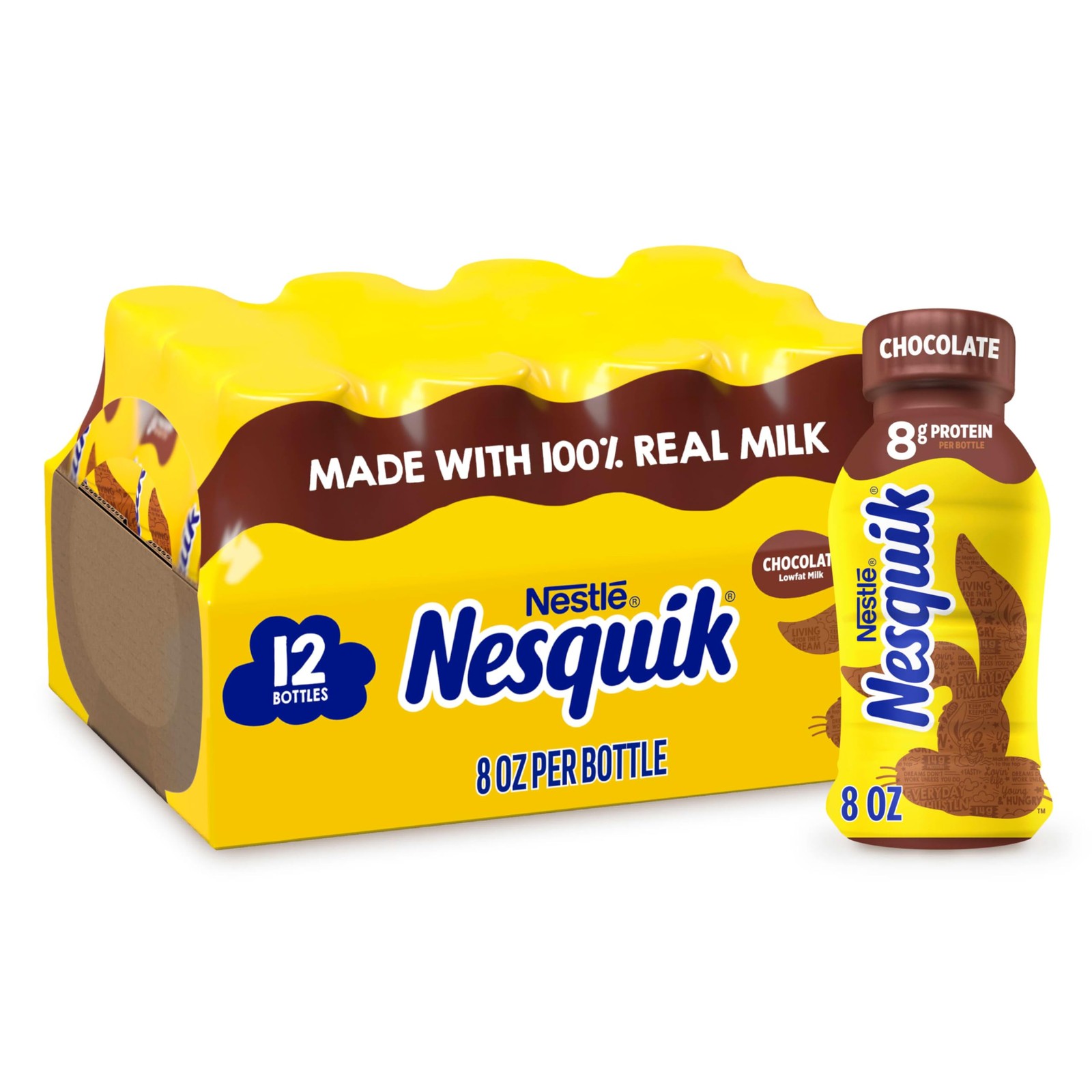Nesquik Chocolate Lowfat Milk Ready to Drink 12 Pack of 8 Fl Oz (Pack 12)