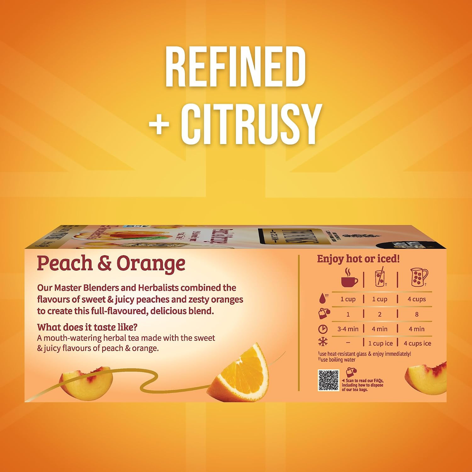 Twinings Peach & Orange Herbal Tea Individually Wrapped Bags, 100 Count (Pack of