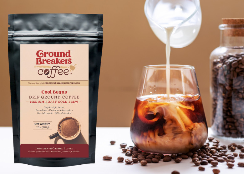 GroundBreakers Coffee Cool Beans Medium Roast COARSE Specialty Grade 12 oz