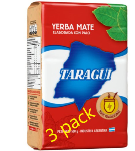 3-Pack YERBA MATE TARAGUI (6.6 LB/3KILOS) CON PALO SHIP FROM USA