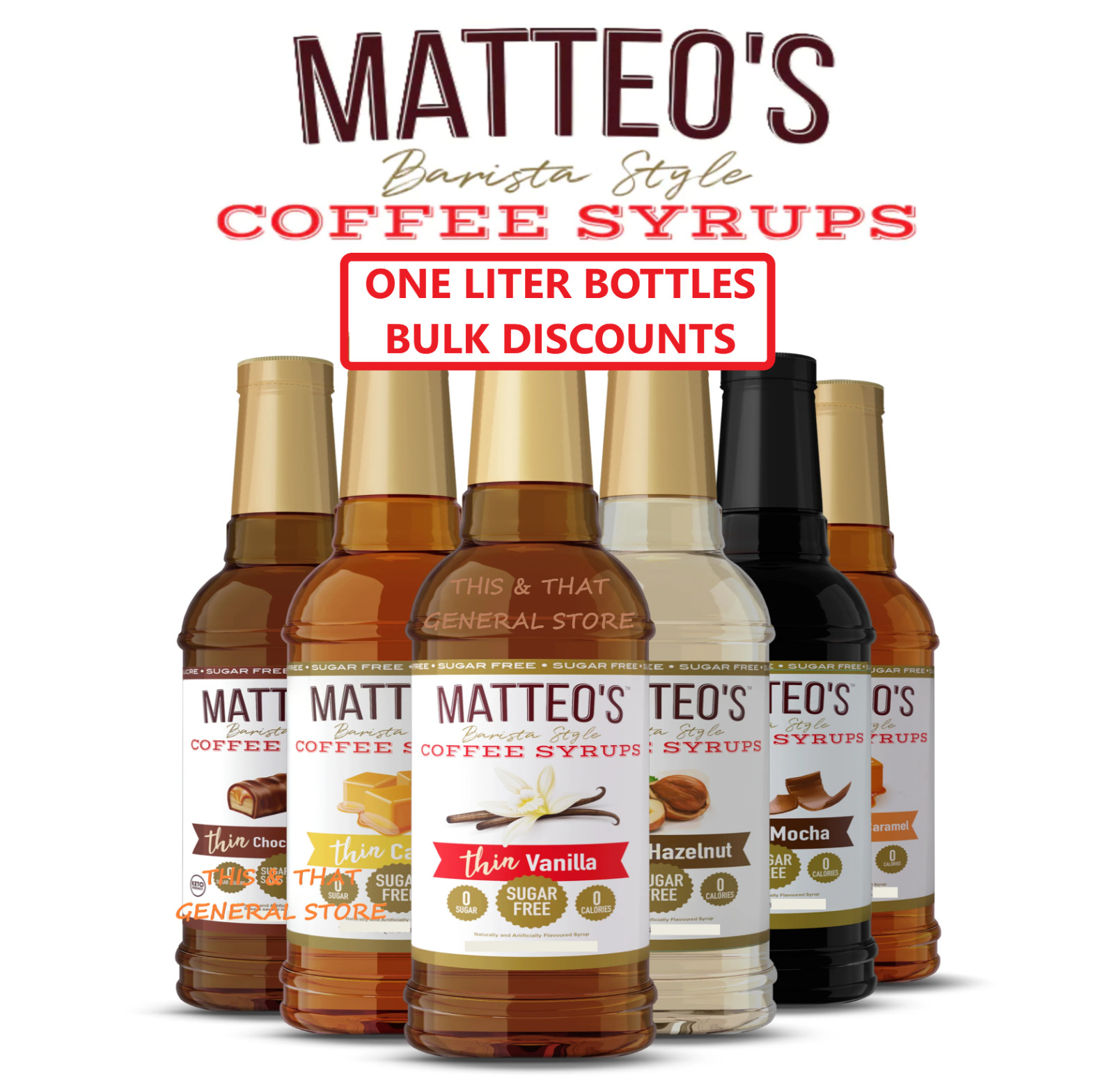 1 LITER Matteo’s SUGAR FREE Barista Syrups Coffee /Dessert /Flavorings Drink Mix