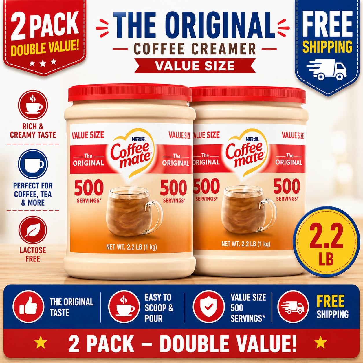 (2 pack) Nestle Coffee Mate, The Original Powdered Coffee Creamer, 35.3 oz